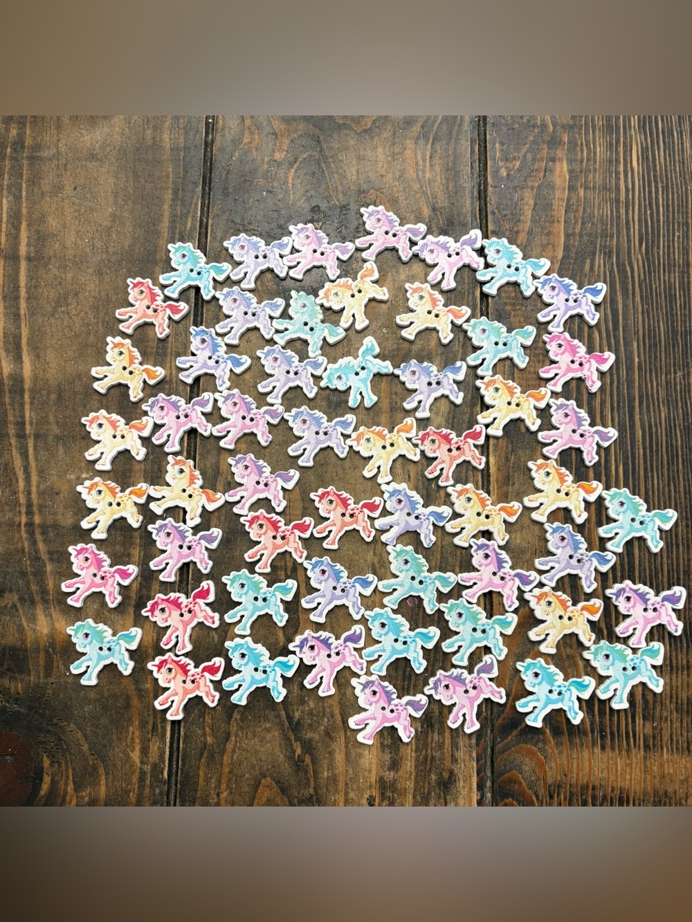 Assorted Unicorn Horse Wooden Buttons